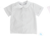 White Button Back Short Sleeve Piped Shirt- Boys