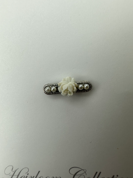 Beauty Pins-Seed Pearl White Rose