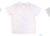 White Button Back Short Sleeve Piped Shirt- Boys