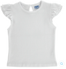 White Ruffled Sleeve Tee