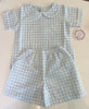 Light Blue Gingham 2 Piece Shorts Set