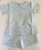Light Blue Gingham 2 Piece Shorts Set