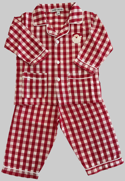 Red Gingham Santa Embroidered PJs