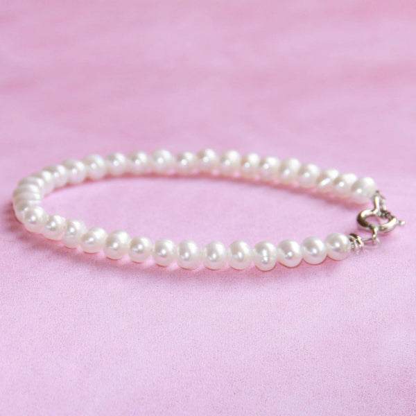 Classic Pearls Sterling Clasp Infant Bracelet