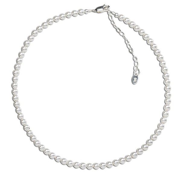 Girls Sterling Silver Strand of Pearls Kids Necklace