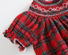 Red Christmas Plaid Smocked Bishop Dress