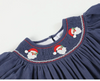 Navy Blue Santa Smocked Bishop Dress