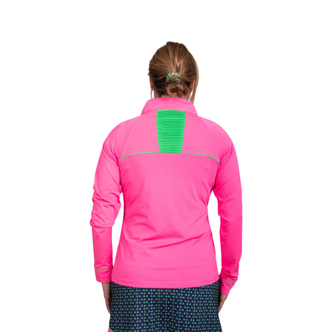 Par Play Quarter Zip Golf Jacket - Hot Pink/Lime Green